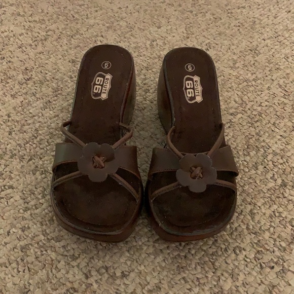 Vtg 90s Route 66 brown platform Y2K strappy sandals sz 6 - Picture 3 of 7